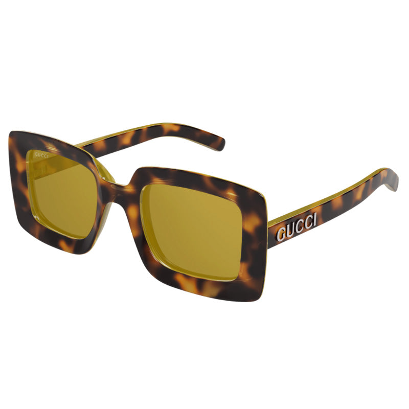 Gucci Sunglasses Square Full Rim, Spotted Havana Frame and Nicotine Lens GG1718S002