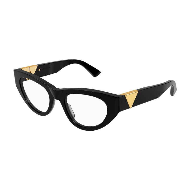 Bottega Veneta Eyeglasses Cat Eye Full Rim, Black Frame and Clear Demo Lenses Lens BV1179O001