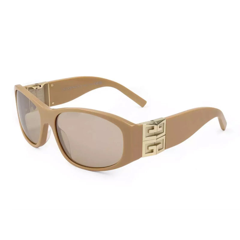 Givenchy Sunglasses Square Full Rim, Shiny Beige Frame and Brown Lens GV40054I57G