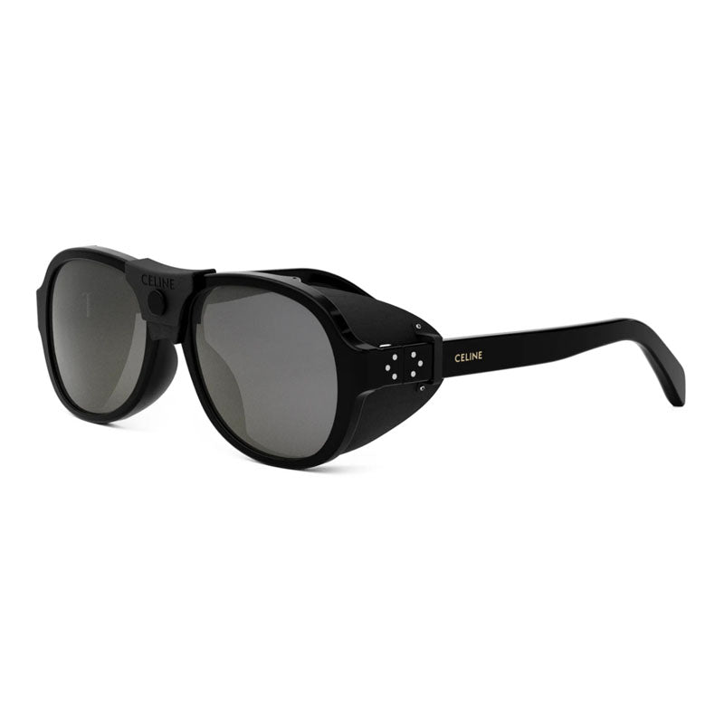 Celine Sunglasses Square Full Rim, Black Frame and Smoke Mirror Lens CL40301U01C