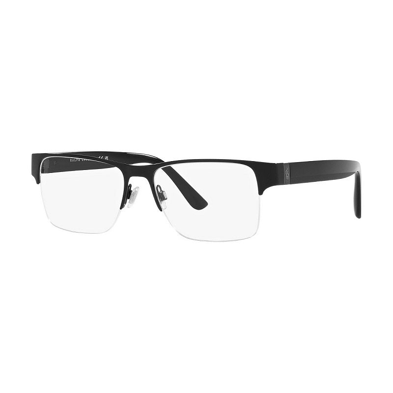 Polo Ralph Lauren Eyeglasses Rectangle Semi Rim, Shiny Black Frame and Clear Demo Lenses Lens PH12209223