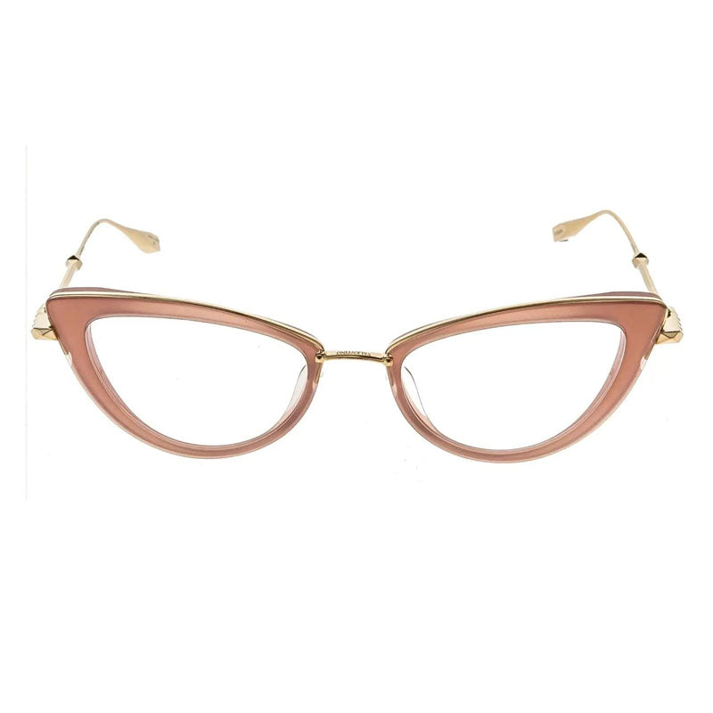 Valentino Eyeglasses Cat Eye Full Rim, Yellow Gold/Crystal Ivory Frame and Clear Demo Lens Lens VLX-123-CHB
