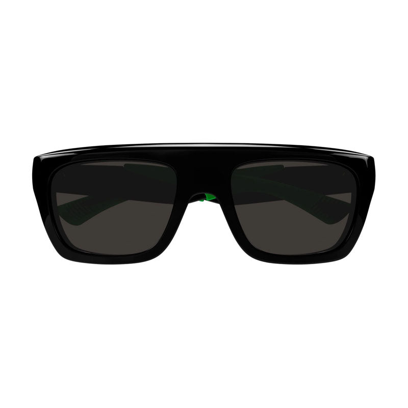 Bottega Veneta Sunglasses Rectangle Full Rim, Black/Green Frame and Grey Lens BV1232S001