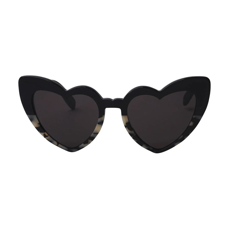 Saint Laurent Sunglasses Geometric Full Rim, Black/Grey Havana Frame and Grey Lens SL181LOULOU012
