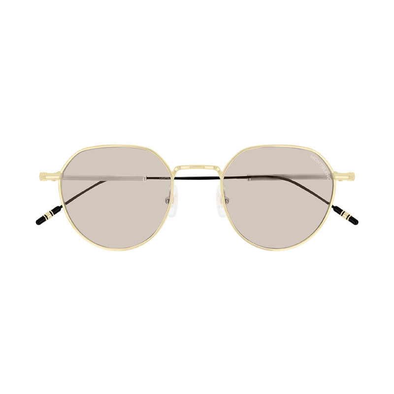 Montblanc Sunglasses Square Full Rim, Gold Frame and Brown Lens MB0060S002