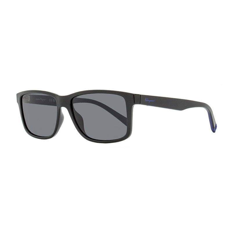 Ferragamo Salvatore Ferragamo Sunglasses Rectangle Full Rim, Black Frame and Grey Lens SF938S962
