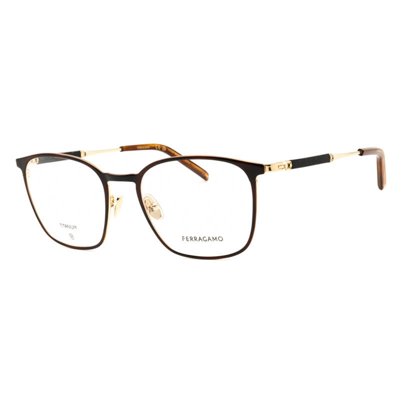 Ferragamo Salvatore Ferragamo Eyeglasses Square Full Rim, Gold/Tortoise Frame and Clear Demo Lenses Lens SF2566723