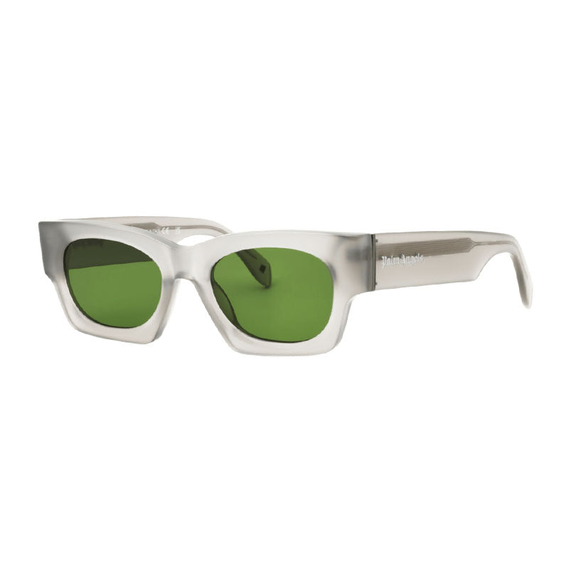 Palm Angels Sunglasses Rectangle Full Rim, Grey Frame and Green Lens PERI089BODIE0955
