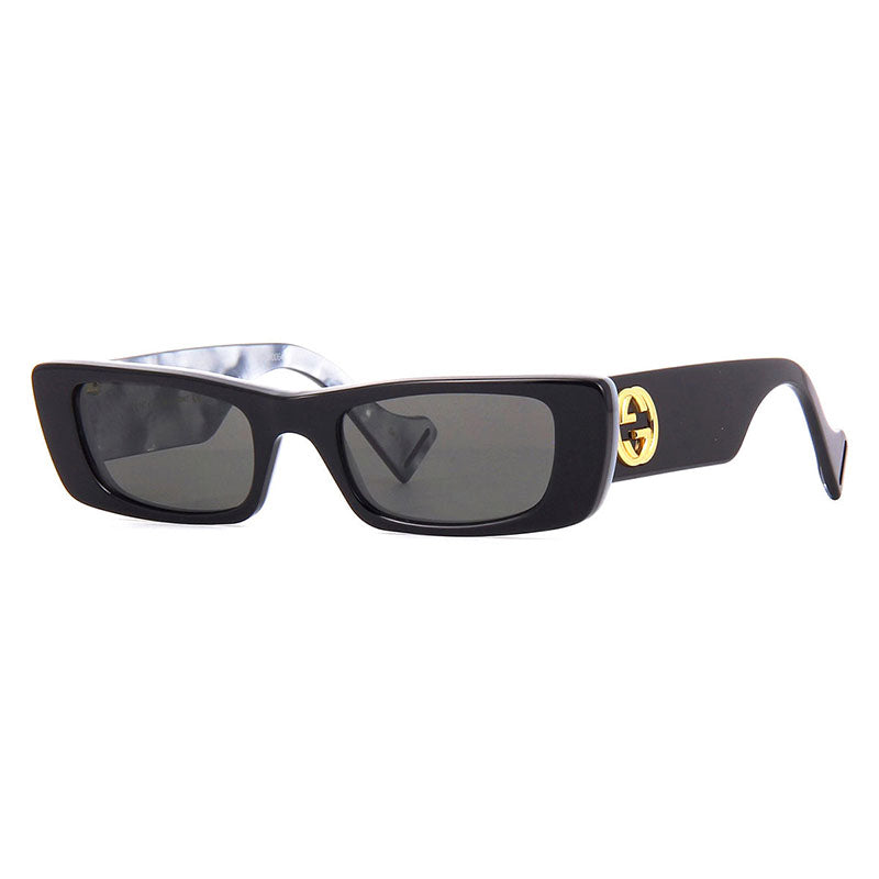 Gucci Sunglasses Rectangle Full Rim, Black Frame and Grey Lens GG0516S001