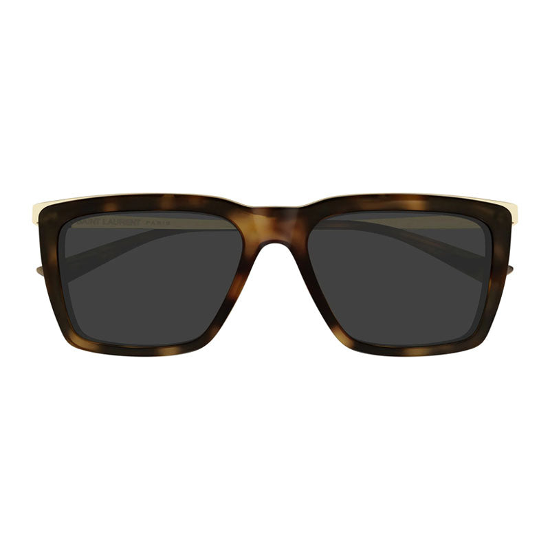 Saint Laurent Sunglasses Square Full Rim, Havana/Gold Frame and Grey Lens SL765004