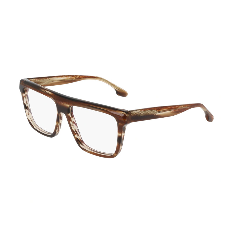 Victoria Beckham Eyeglasses Square Full Rim, Light Brown Horn Frame and Clear Demo Lenses Lens VB2678228