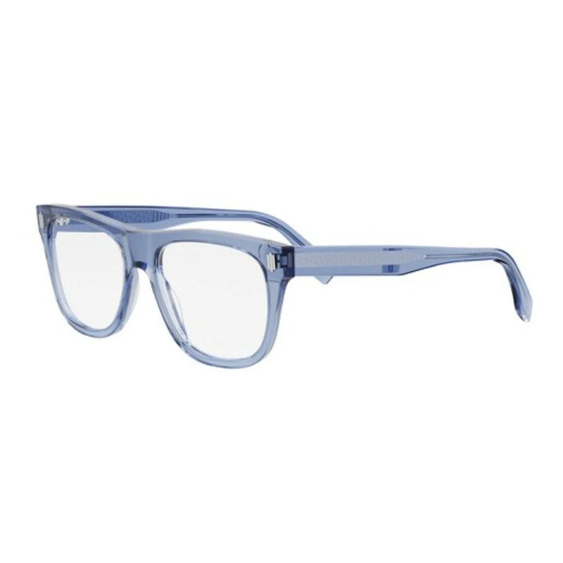 Fendi Eyeglasses Square Full Rim, Shiny Blue Frame and Clear Demo Lens Lens FE50070I090