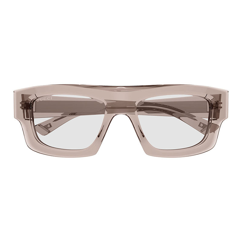 Gucci Sunglasses Square Full Rim, Transparent Pink Frame and Clear Lens GG1926S015