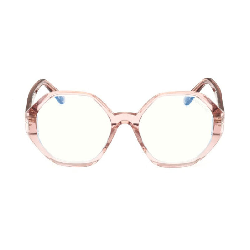 Tom Ford Eyeglasses Geometric Full Rim, Shiny Pink Frame and Clear Blue Light Block Lens FT5967-B072