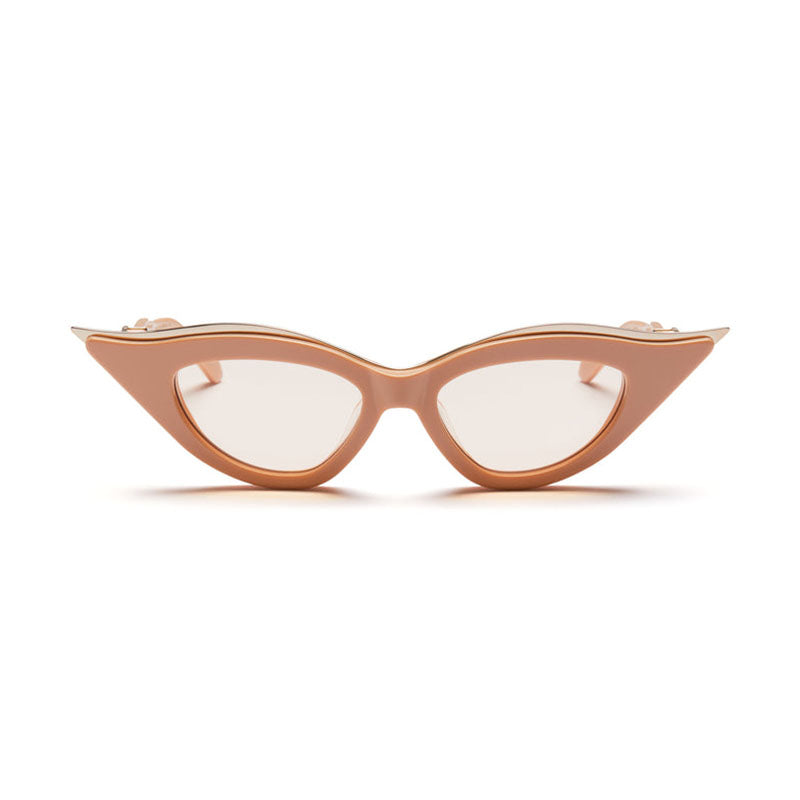 Valentino Sunglasses Cat Eye Full Rim, Beige/White Gold Frame and Nude AR Lens VLS-114C