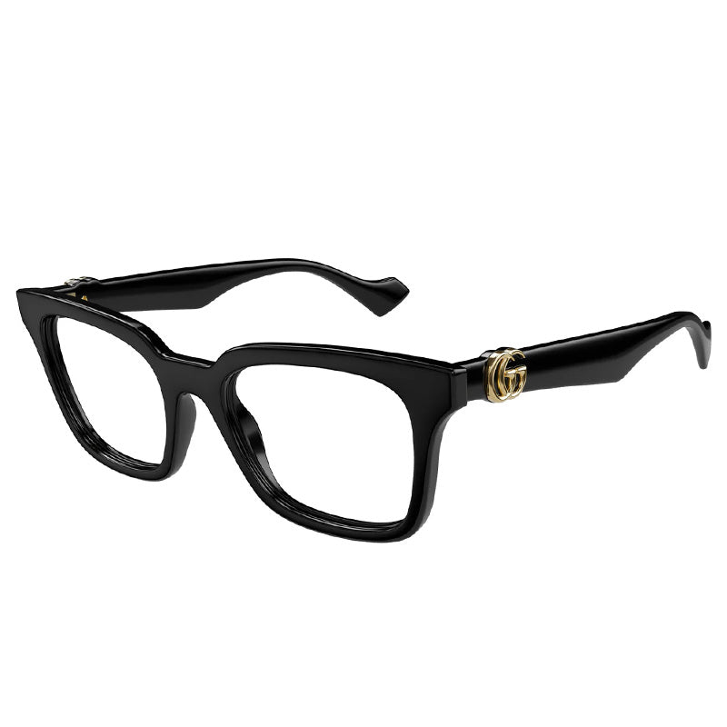 Gucci Eyeglasses Square Full Rim, Shiny Black Frame and Clear Demo Lenses Lens GG1728O001