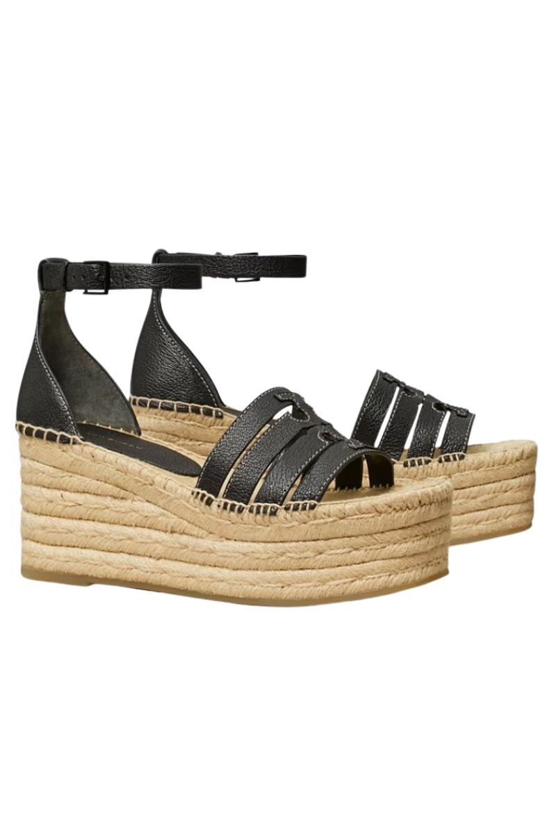 Tory Burch Ines Cage Wedge Espadrille 80Mm Perfect Black 154464006