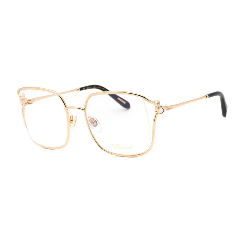 Chopard Eyeglasses Rectangle Full Rim, Shiny Gold Frame and Clear Demo Lenses Lens VCHG29S0300