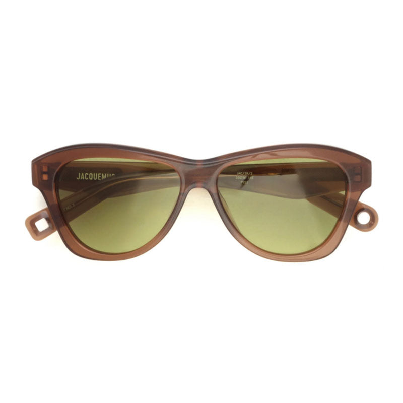 Jacquemus Sunglasses Square Full Rim, Crystal Brown Frame and Green Lens JAC/59C2