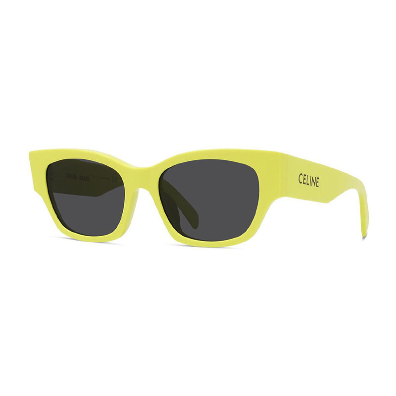 Celine Sunglasses Square Full Rim, Shiny Lime Frame and Smoke Lens CL40197U93A