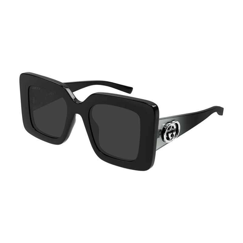 Gucci Sunglasses Square Full Rim, Black Frame and Grey Lens GG2025S001