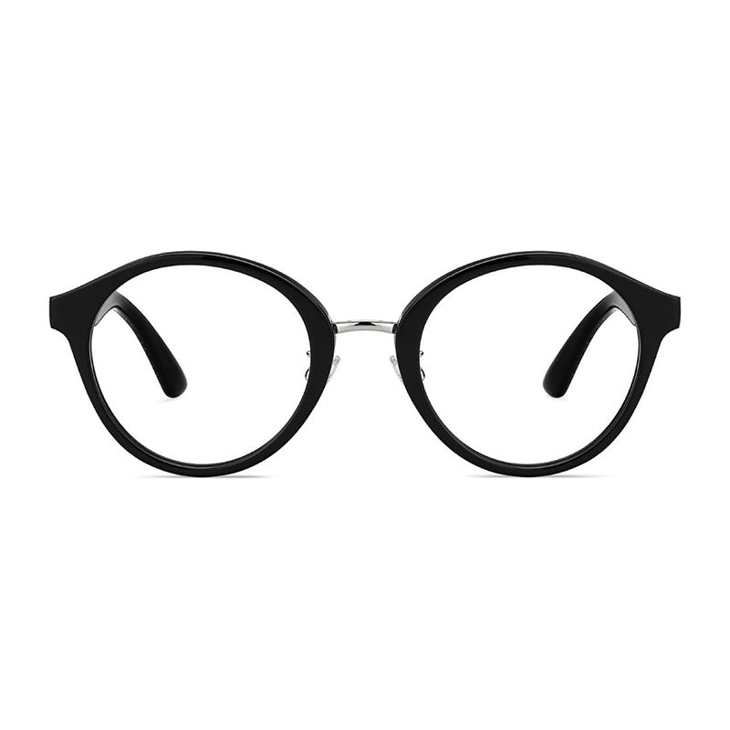 Jimmy Choo Eyeglasses Round Full Rim, Black with Glitter Frame and Clear Demo Lenses Lens JC197/F0NS800