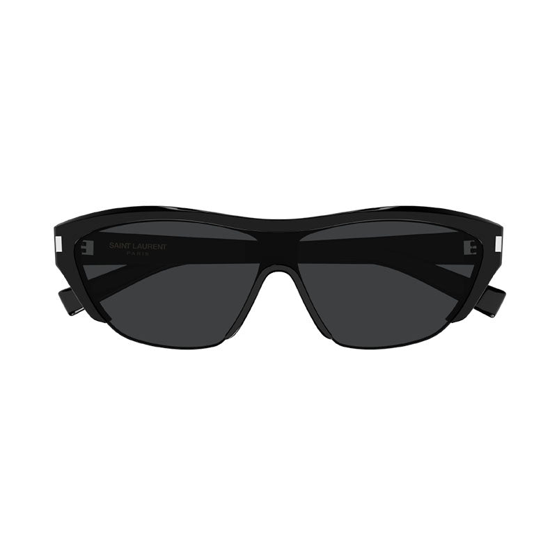 Saint Laurent Sunglasses Square Full Rim, Shiny Black Frame and Grey Lens SL704001
