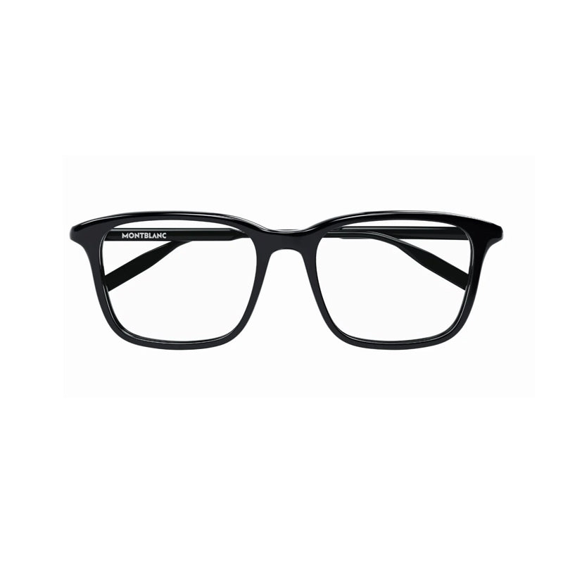 Montblanc Eyeglasses Square Full Rim, Shiny Black Frame and Clear Demo Lens Lens MB0011O017