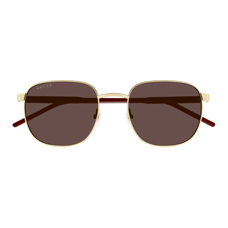 Gucci Sunglasses Square Full Rim, Gold/Burgundy Frame and Brown Lens GG1799S004