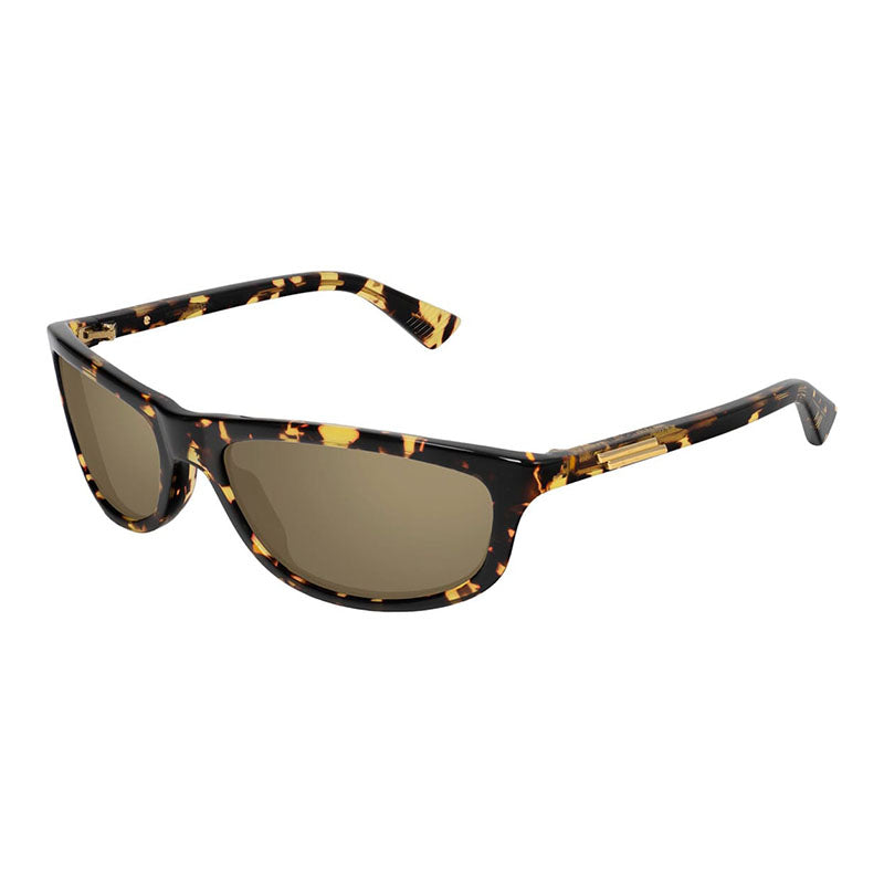 Bottega Veneta Sunglasses Cat Eye Full Rim, Shiny Spotted Havana Frame and Brown with Bronze Mirror Lens BV1327S002