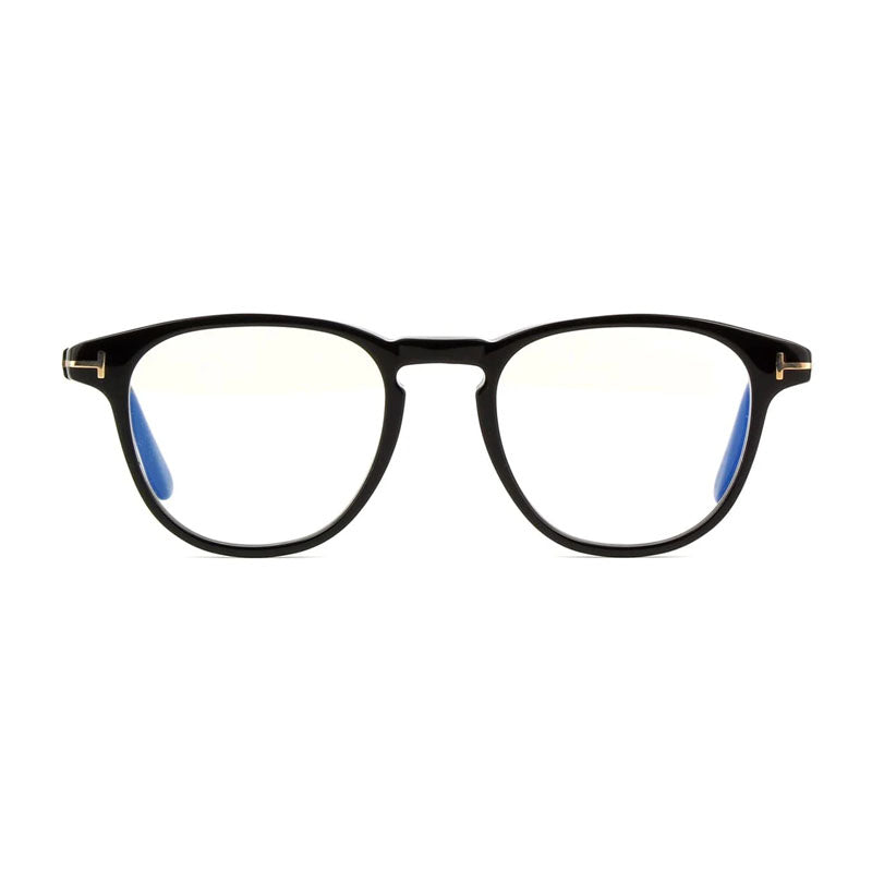 Tom Ford Eyeglasses Square Full Rim, Shiny Black Frame and Clear/Blue-light Block Lenses Lens FT5899-B001