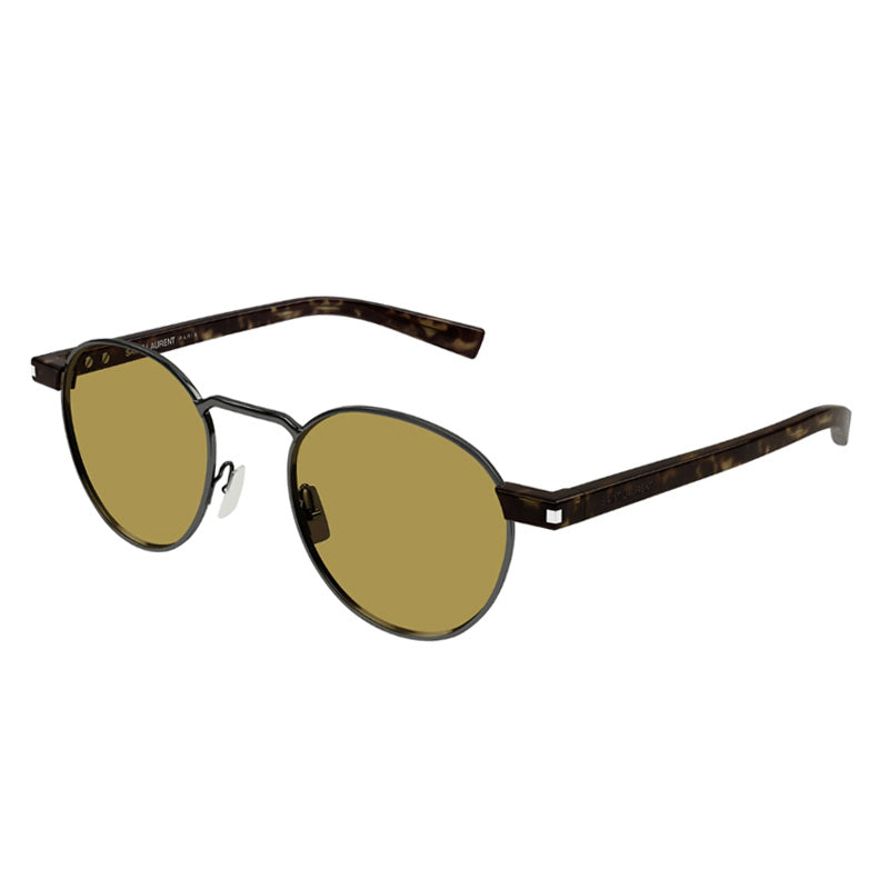 Saint Laurent Sunglasses Round Full Rim, Gray and Havana Frame and Brown Lens SL707003