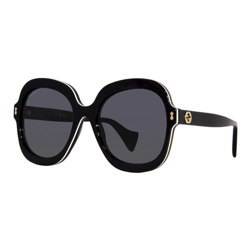 Gucci Sunglasses Round Full Rim, Black Frame and Grey Lens GG1240S001