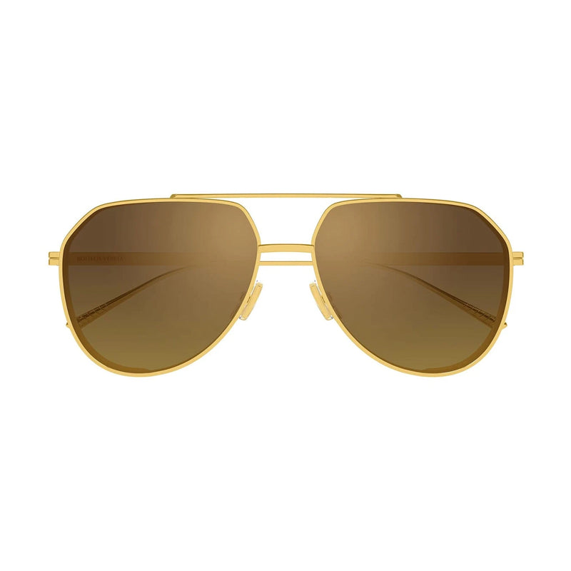Bottega Veneta Sunglasses Aviator Full Rim, Gold Frame and Brown with Gold Mirror Lens BV1465S004