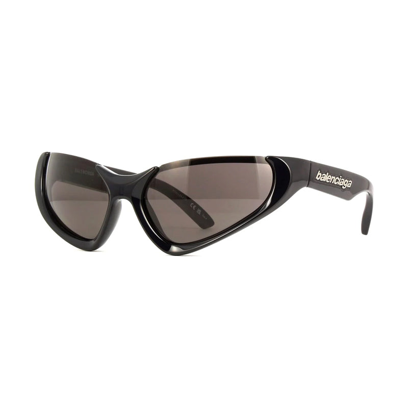 Balenciaga Sunglasses Geometric Semi Rim, Black Frame and Grey Lens BB0202S001