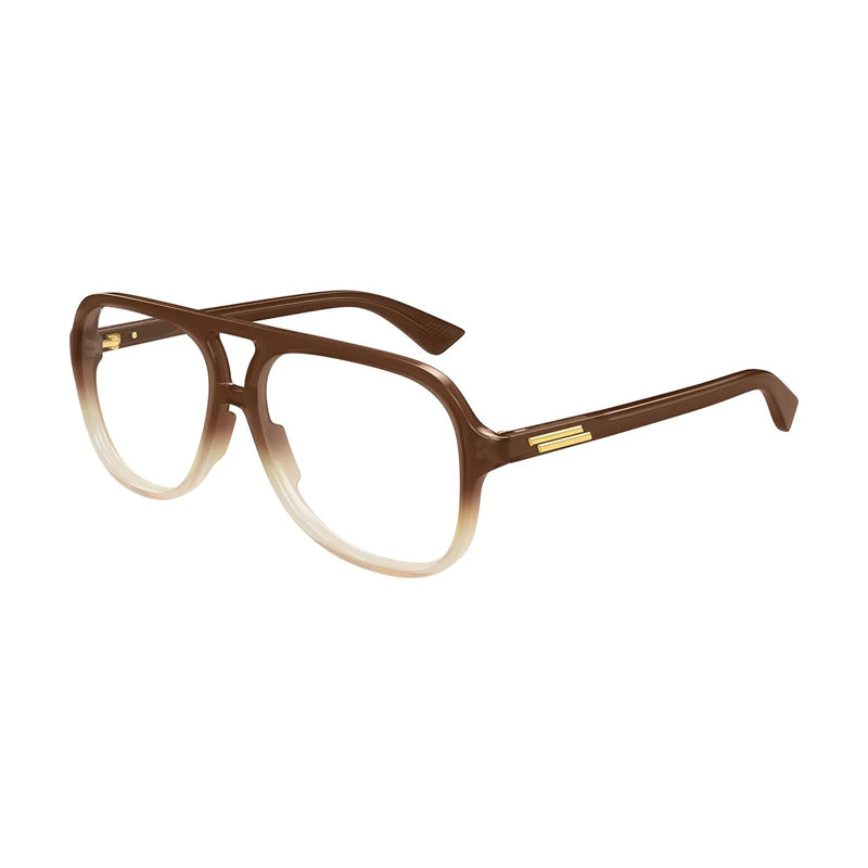 Bottega Veneta Eyeglasses Square Full Rim, Shiny Brown to Crystal Gradient Frame and Clear Demo Lens Lens BV1417O004
