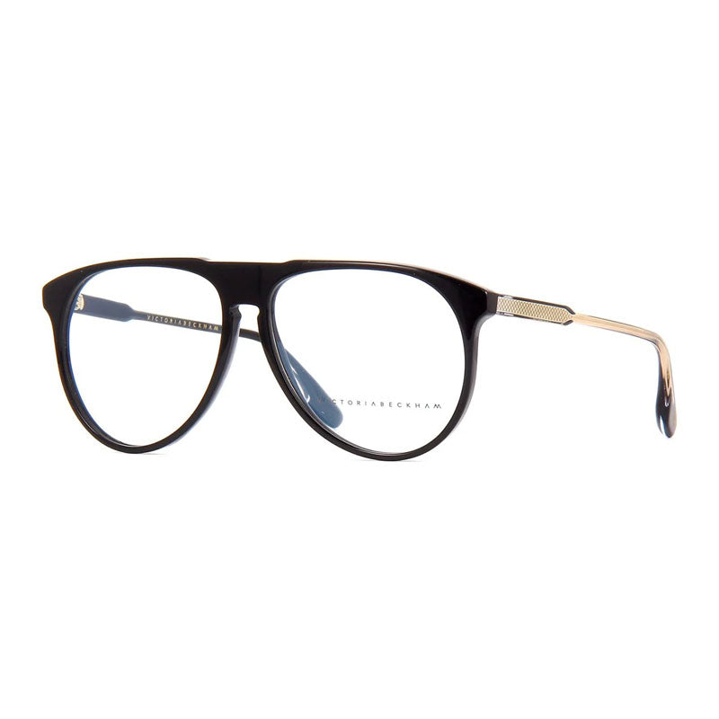 Victoria Beckham Eyeglasses Aviator Full Rim, Black Frame and Clear Demo Lenses Lens VB2602001