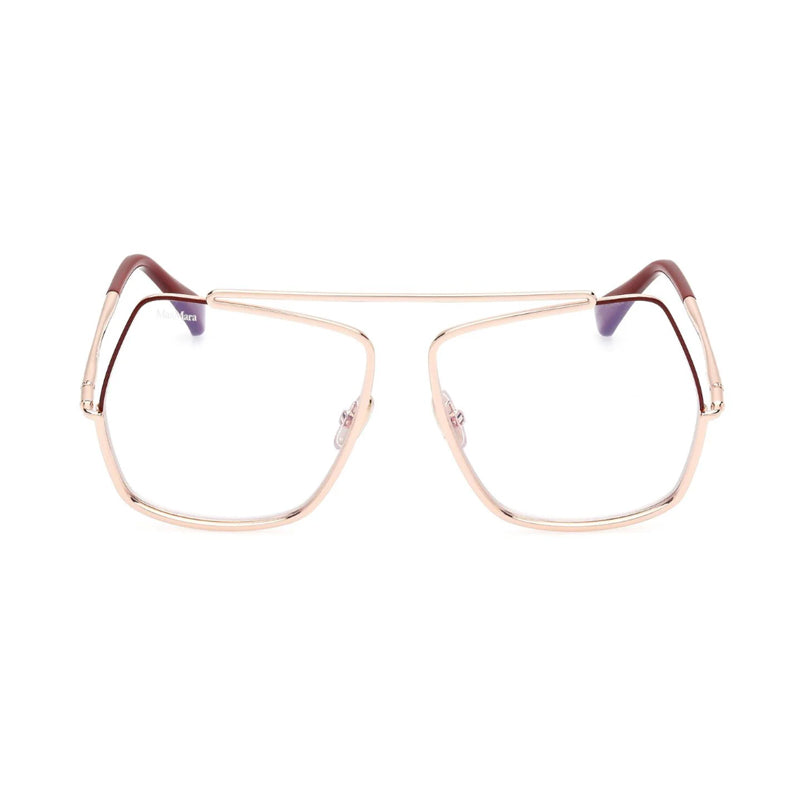 Max Mara Eyeglasses Square Full Rim, Rose Gold Frame and Clear Demo Lens Lens MM5118028