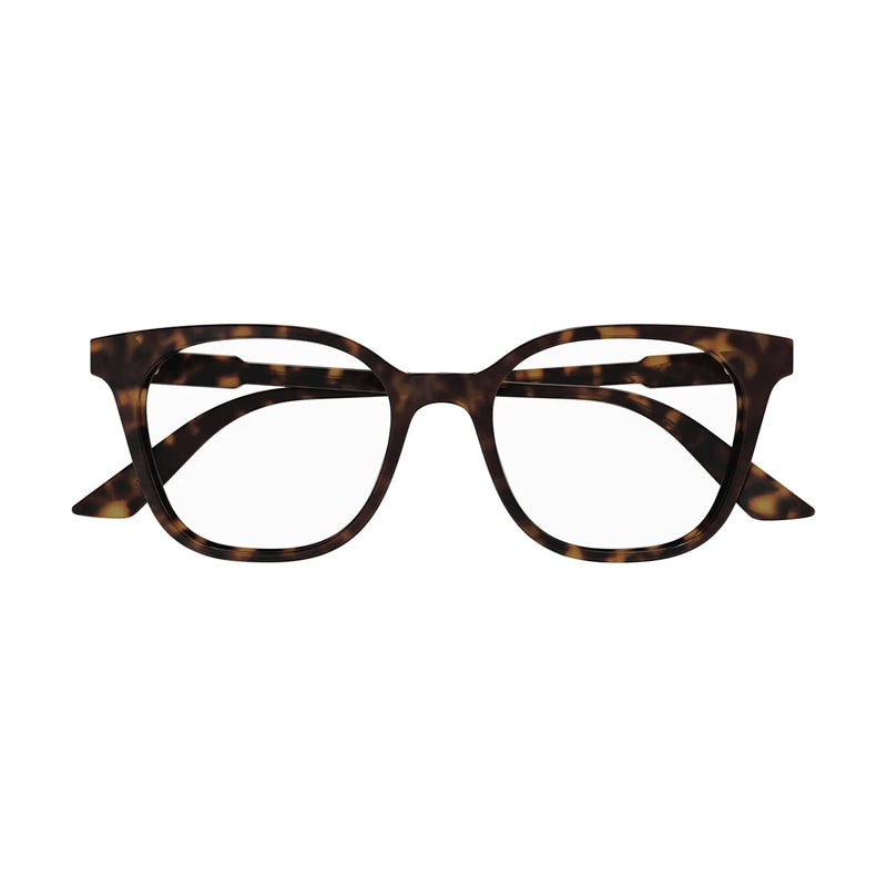 Gucci Eyeglasses Square Full Rim, Havana Frame and Clear Demo Lenses Lens GG1821O002