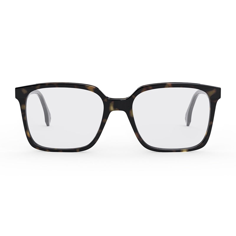 Fendi Eyeglasses Square Full Rim, Havana Frame and Clear Demo Lenses Lens FE50032I052
