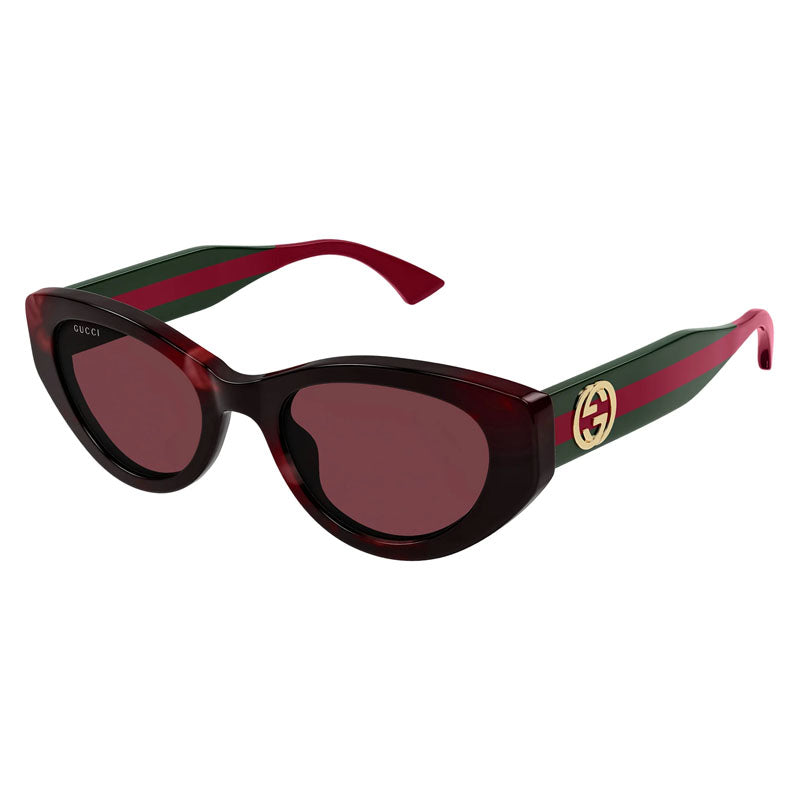 Gucci Sunglasses Cat Eye Full Rim, Melange Burgundy Havana Frame and Burgundy Lens GG1862S003