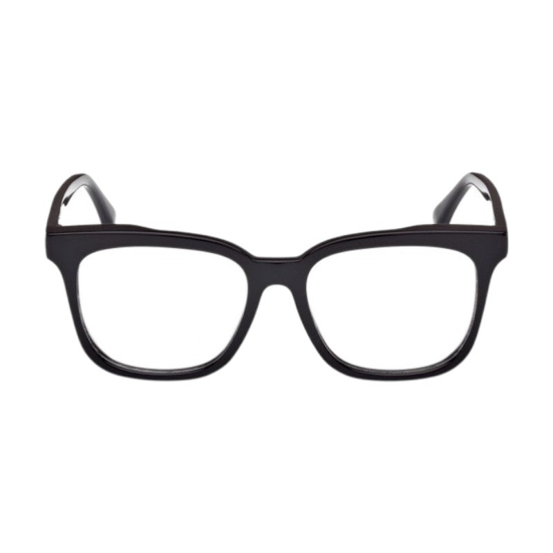 Max Mara Eyeglasses Square Full Rim, Shiny Black Frame and Clear Demo Lens Lens MM5095001