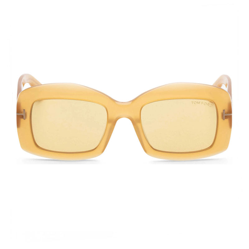 Tom Ford Sunglasses Rectangle Full Rim, Shiny Yellow Frame and Brown Lens FT121839E