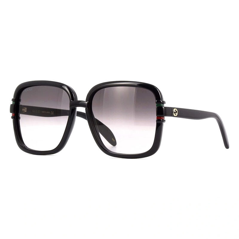 Gucci Sunglasses Square Full Rim, Black Frame and Grey Gradient Lens GG1066S001