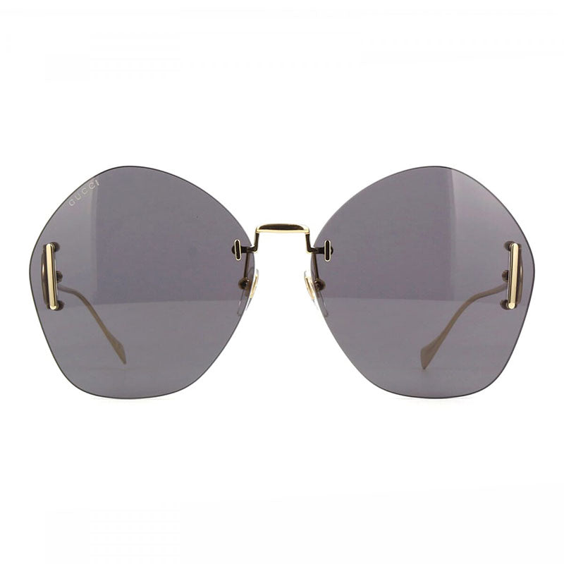 Gucci Sunglasses Geometric Rimless, Gold Frame and Grey Lens GG1203S002