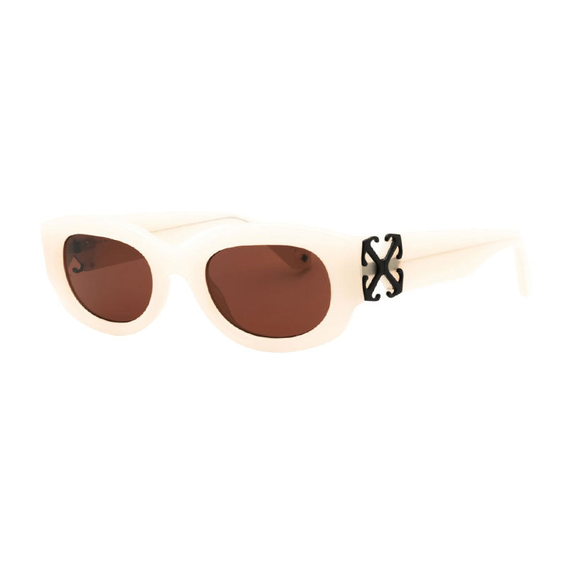 Off-White Sunglasses Oval Full Rim, Beige Frame and Brown Lens OERI14EPALMER6164