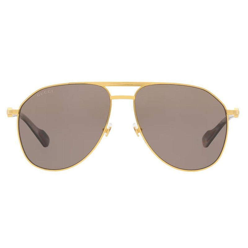 Gucci Sunglasses Aviator Full Rim, Gold Frame and Brown Lens GG1220S002