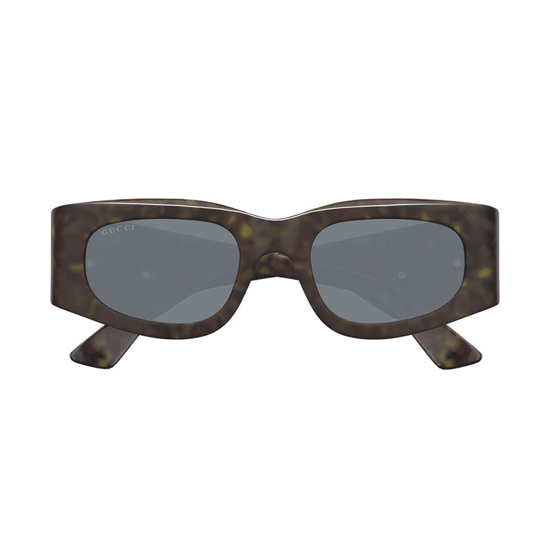 Gucci Sunglasses Square Full Rim, Dark Vintage Havana/Ivory Frame and Grey Lens GG1664S003