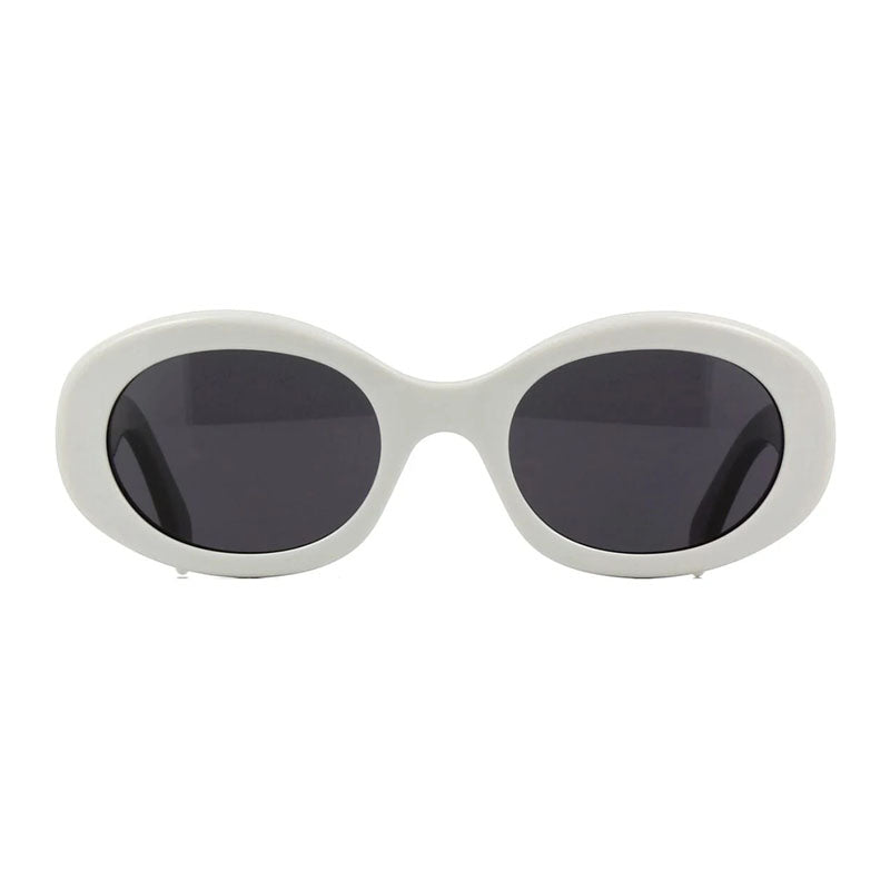 Celine Sunglasses Oval Full Rim, Ivory Frame and Smoke Lens CL40194U25A
