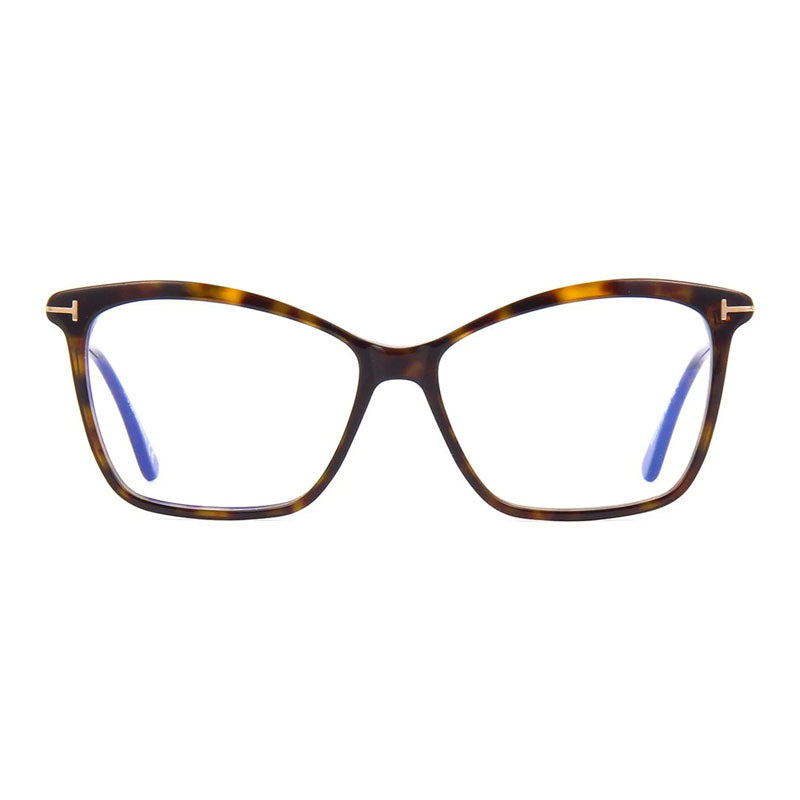 Tom Ford Eyeglasses Cat Eye Full Rim, Dark Havana Frame and Clear/Blue-Light Block Lenses Lens FT5687-B052